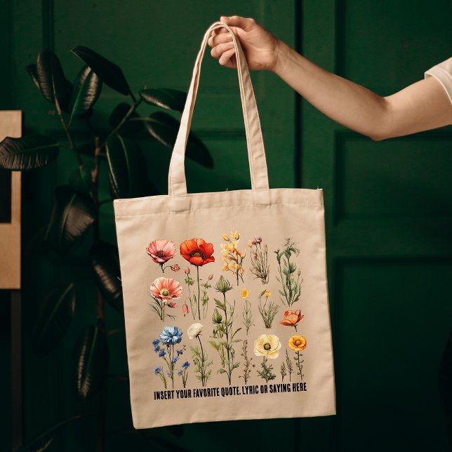 Bolsa de flores silvestres personalizado, regalo d (wildflowers tote bag, custom bag for mom, custom tote bag, Mother’s Day gift, birthday gift for mom)