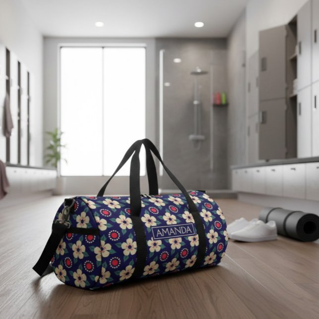 Bolsa de flores vintage azul marino personalizada (Subido por el creador)