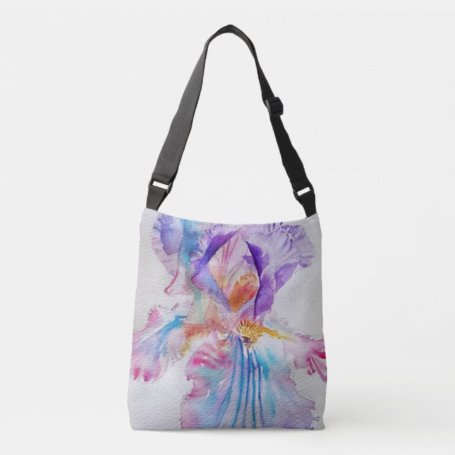 Bolsa de fondo de Tote floral púrpura Iris Waterco (Anverso)
