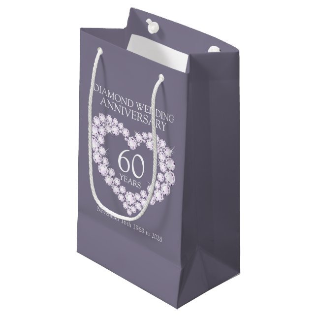 Bolsa de fotos gris del 60 aniversario del boda Di (Angulo Anverso)