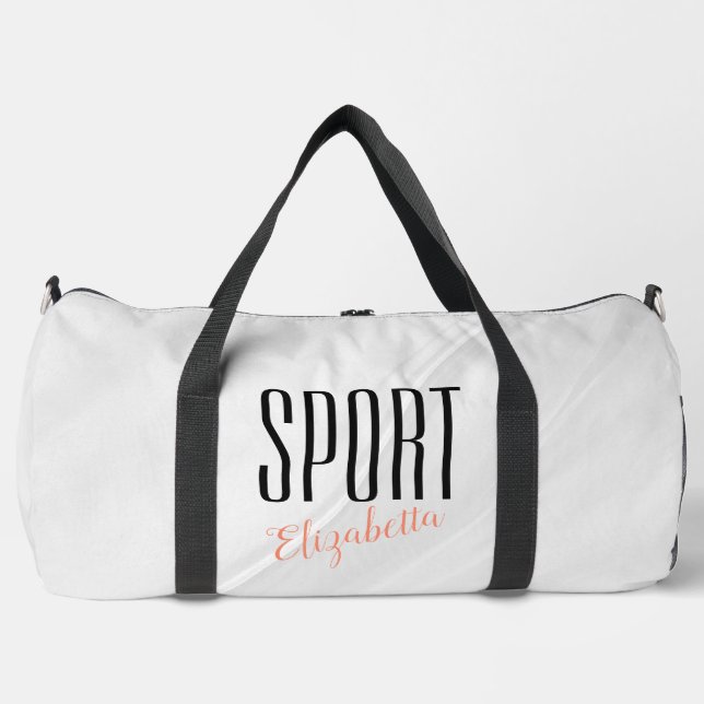 Bolsa de gimnasio moderna gris blanca deportiva (Anverso)