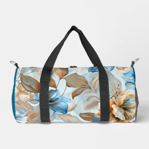 Bolsa de gimnasio pequeña con flores azules y conc