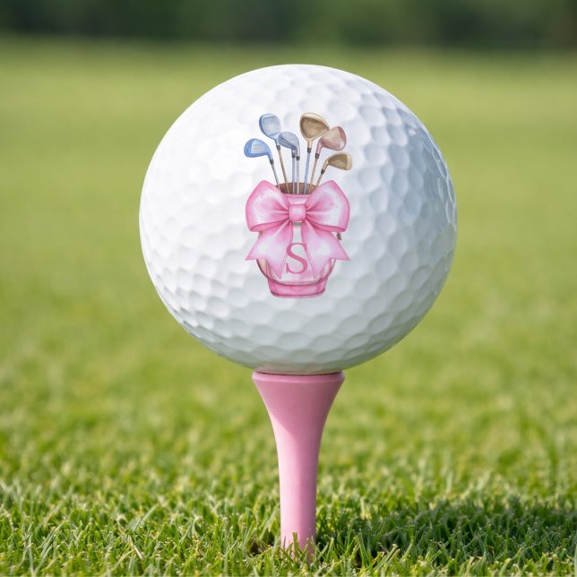 Bolsa de golf de lazo rosa acuarela Bolas de golf  (Subido por el creador)