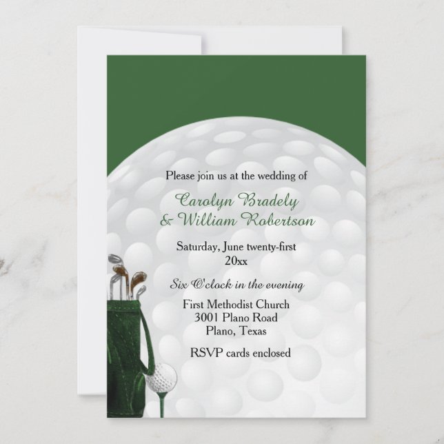 Bolsa de golf e invitación a la boda de bolas (Anverso)