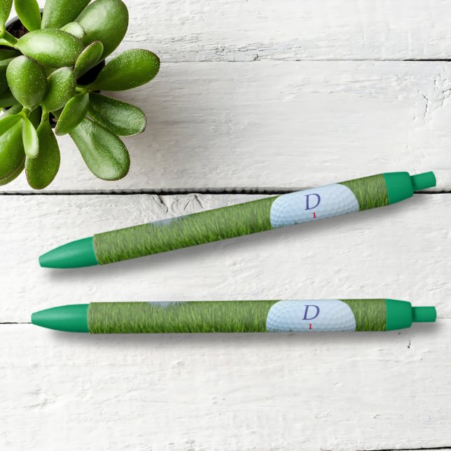 Bolsa de golf Monograma Pluma Verde de Golfer (Just add your initial to these green pens. Perfect gift for a golfer)