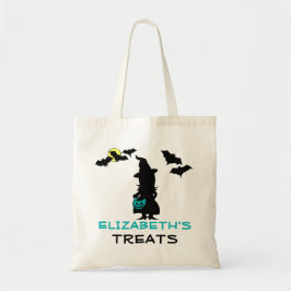 Bolsa de Halloween: Bruja y calabaza Verde azulada