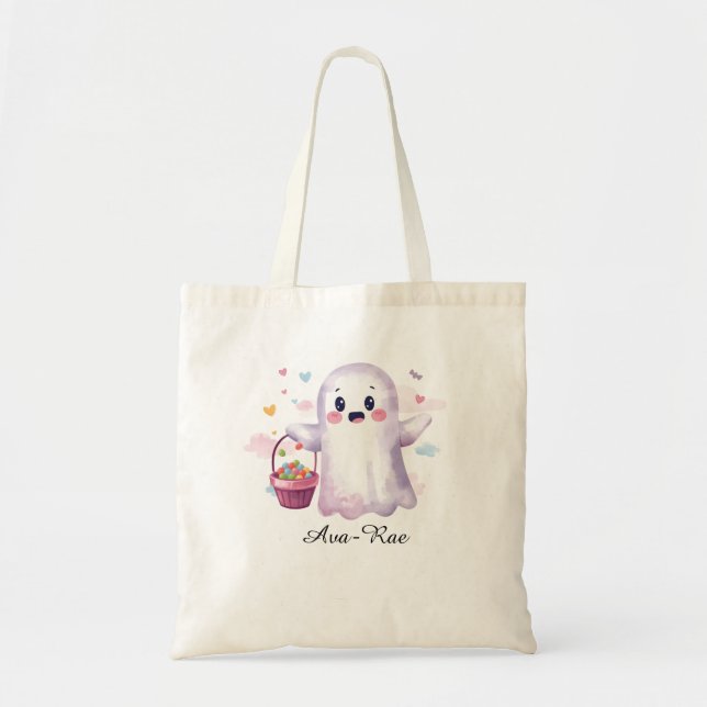 Bolsa de Halloween con caramelos, truco fantasma o (Frente)