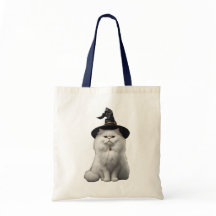 Bolsa de Halloween con Gato Persa Blanco Adorable