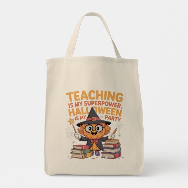 Bolsa de Halloween 'Enseñar es mi superpoder' (Reverso)