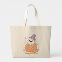 Bolsa de Halloween feliz fantasma de calabaza lind