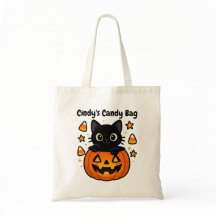 Bolsa de Halloween para gato negro lindo