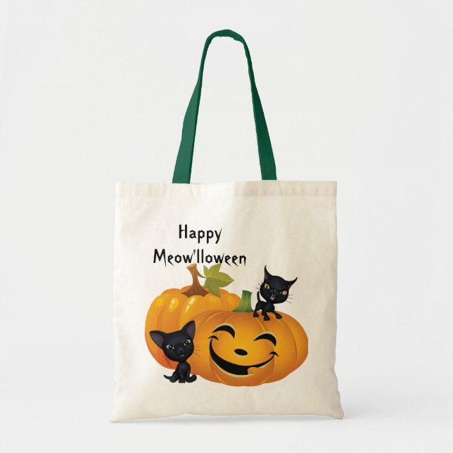 Bolsa de Halloween para la calabaza de los gatitos (Frente)