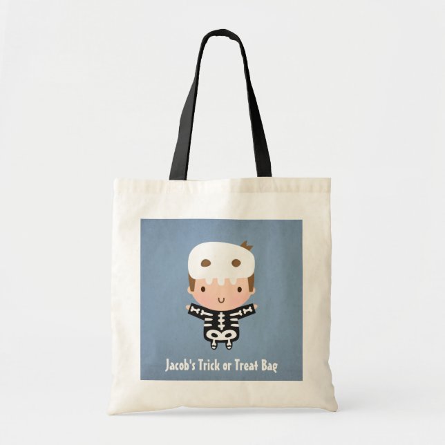 Bolsa de Halloween para trucos o trato de esquelet (Frente)
