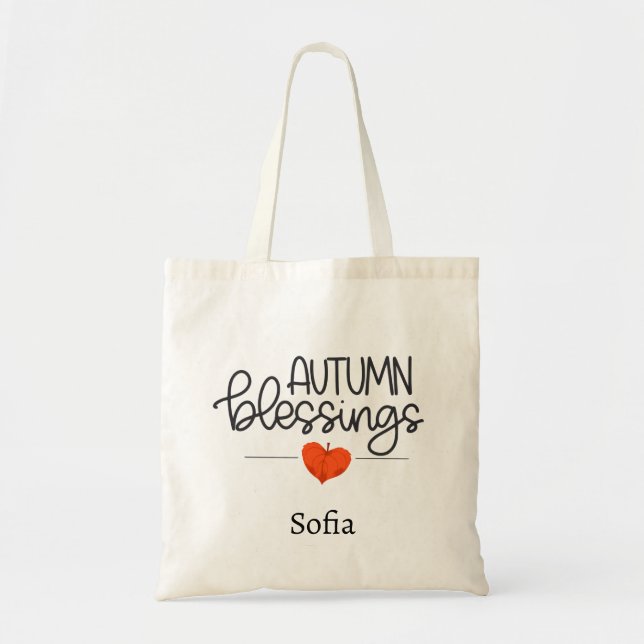 Bolsa de hoja de corazón con bendiciones de otoño  (Frente)