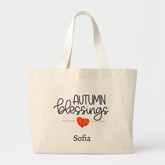 Bolsa de hoja de corazón con bendiciones de otoño  (Frente)