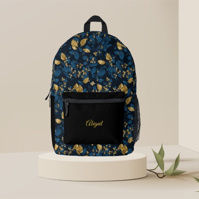 Bolsa de hojas de oro florales azules (Subido por el creador)
