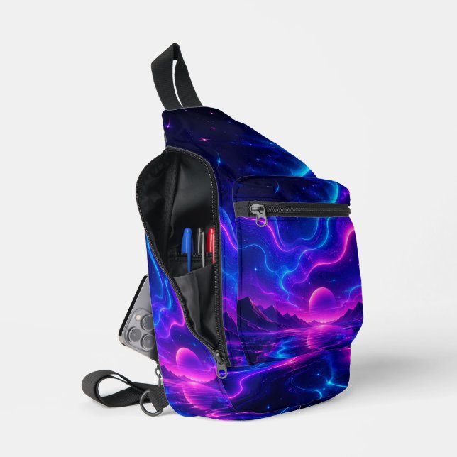 Bolsa de hombro Neon Galaxy Landscape (Abierto)