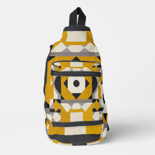 Bolsa de honda moderna geométrica amarilla y gris