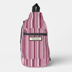 Bolsa de honda rayada rosada personalizada y moder