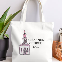 Bolsa de iglesia rosa personalizada, capilla cruza