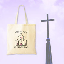 Bolsa de iglesia rosa personalizada, cruz cardíaca