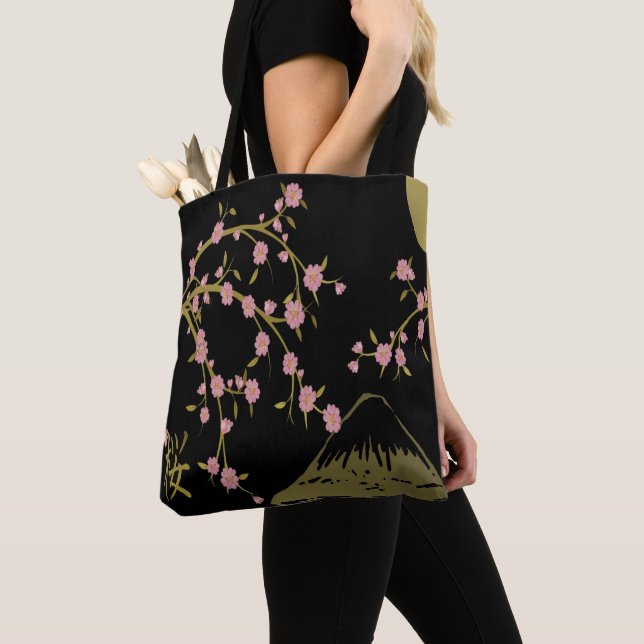Bolsa de impresión de pantalla japonesa negra dora (Detalle)