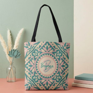 Bolsa de jardín de primavera verde azulado y rosa
