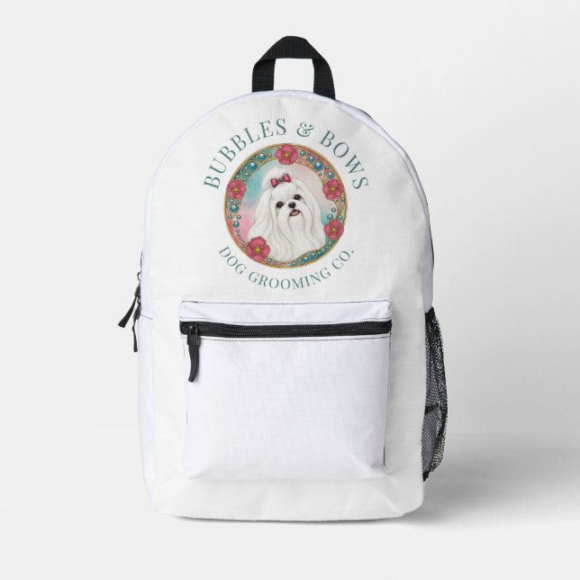 Bolsa de kit de aseo para perro maltés | Mochila (Anverso)