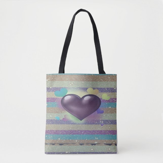 Bolsa de la boca del corazón del Purpurina morado (Anverso)