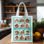 Bolsa De La Compra 12.ª foto de Instagram Collage con fondo verde<br><div class="desc">Añade tus fotos favoritas a esta plantilla divertida. Puedes usar fotos de Instagram o cualquier foto para esta cuadrícula.</div>