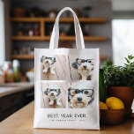 Bolsa De La Compra 4 Collages de fotos Minimalistas - El mejor año de<br><div class="desc">Puedes usar fotos de Instagram para este diseño. Utiliza 8 fotos cuadradas para crear un regalo único y personal. O puedes mantener al cachorro hipster y hacer un keepsake de moda. Si necesita ajustar las imágenes,  haga clic en la herramienta personalizar para realizar cambios.</div>