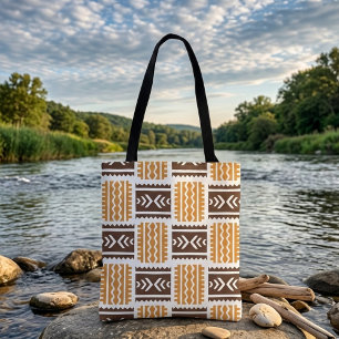 Bolsa de la compra con patrón nativo folk retro ge