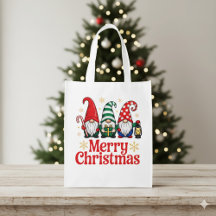 Cute Red Green Whimsical Gnome Merry Christmas