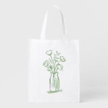 Flores Verdes | Botella de Vino Floral Minimalista
