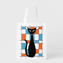 Gato de mediados de siglo con rectángulos naranjas