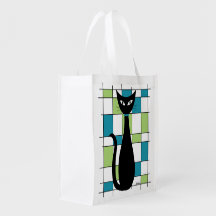 Gato de mediados de siglo con rectángulos verdes y