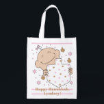 Bolsa De La Compra Hanukkah Baby Girl Tote Bag<br><div class="desc">Niña feliz, bolsa blanca de dos lados. Todos los elementos de diseño se pueden editar. Todo el texto editable se puede eliminar y reemplazar con su propio mensaje. Usa el color, el tamaño y el estilo de tu fuente favorita. ¡Feliz Hanukkah/Chanukah! Estilo: Bolsa reutilizable ¡Vamos verde y salve el planeta...</div>
