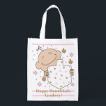 Bolsa De La Compra Hanukkah Baby Girl Tote Bag<br><div class="desc">Niña feliz, bolsa blanca de dos lados. Todos los elementos de diseño se pueden editar. Todo el texto editable se puede eliminar y reemplazar con su propio mensaje. Usa el color, el tamaño y el estilo de tu fuente favorita. ¡Feliz Hanukkah/Chanukah! Estilo: Bolsa reutilizable ¡Vamos verde y salve el planeta...</div>