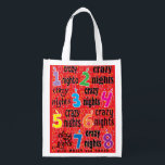 Bolsa De La Compra Hanukkah Crazy Nights Tote Bag<br><div class="desc">Hanukkah Crazy Nights, bolsa blanca de dos lados. Todos los elementos de diseño se pueden editar. Todo el texto editable se puede eliminar y reemplazar con su propio mensaje. Usa el color, el tamaño y el estilo de tu fuente favorita. ¡Feliz Hanukkah/Chanukah! Estilo: Bolsa reutilizable ¡Vamos verde y salve el...</div>