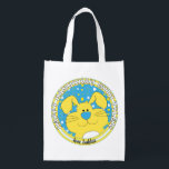Bolsa De La Compra Hanukkah Feliz con Blue Bunny<br><div class="desc">Hanukkah Happy with Blue Bunny (Feliz con conejito azul), bolsa blanca de dos lados. Todos los elementos de diseño se pueden editar. Todo el texto editable se puede eliminar y reemplazar con su propio mensaje. Usa el color, el tamaño y el estilo de tu fuente favorita. ¡Feliz Hanukkah/Chanukah! Estilo: Bolsa...</div>