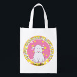 Bolsa De La Compra Hanukkah Feliz con Lambie Rosa<br><div class="desc">Hanukkah Happy with Pink Lambie, bolsa blanca de dos lados. Todos los elementos de diseño se pueden editar. Todo el texto editable se puede eliminar y reemplazar con su propio mensaje. Usa el color, el tamaño y el estilo de tu fuente favorita. ¡Feliz Hanukkah/Chanukah! Estilo: Bolsa reutilizable ¡Vamos verde y...</div>