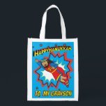 Bolsa De La Compra Hanukkah Happy Super Judah<br><div class="desc">Hanukkah Happy Super Judah, bolsa blanca de dos lados. Todos los elementos de diseño se pueden editar. Todo el texto editable se puede eliminar y reemplazar con su propio mensaje. Usa el color, el tamaño y el estilo de tu fuente favorita. ¡Feliz Hanukkah/Chanukah! Estilo: Bolsa reutilizable ¡Vamos verde y salve...</div>