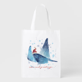 Bolsa De La Compra Mares y saludos festivos de Manta Ray