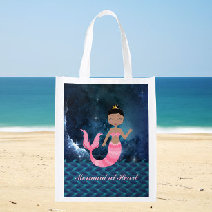 Bolsa De La Compra Sirenita rosa en la escena del océano Fantasía del