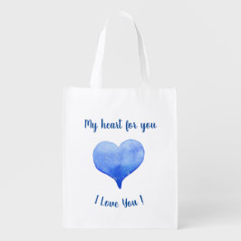 Bolsa De La Compra Te Amo El día de San Valentín Cute Blue Heart