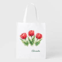 Tulipanes rojos personalizados de acuarela