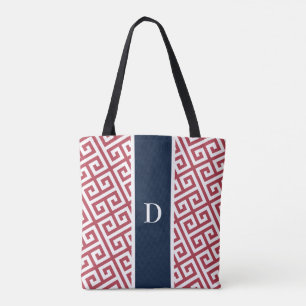 Bolsa de la llave griega del monograma rojo