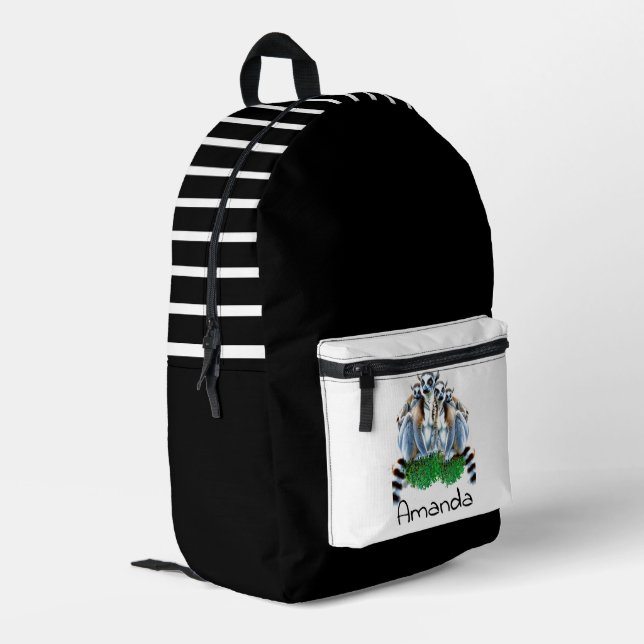 Bolsa de la mochila Lemurs personalizada en blanco (Esquina izquierda trasera)