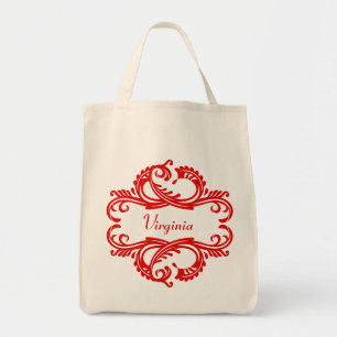 Bolsa de la Moda roja Damask Tote