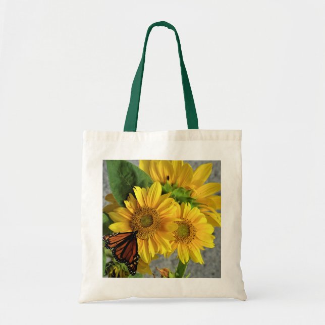 Bolsa de la toga con girasol y mariposa monarca (Frente)
